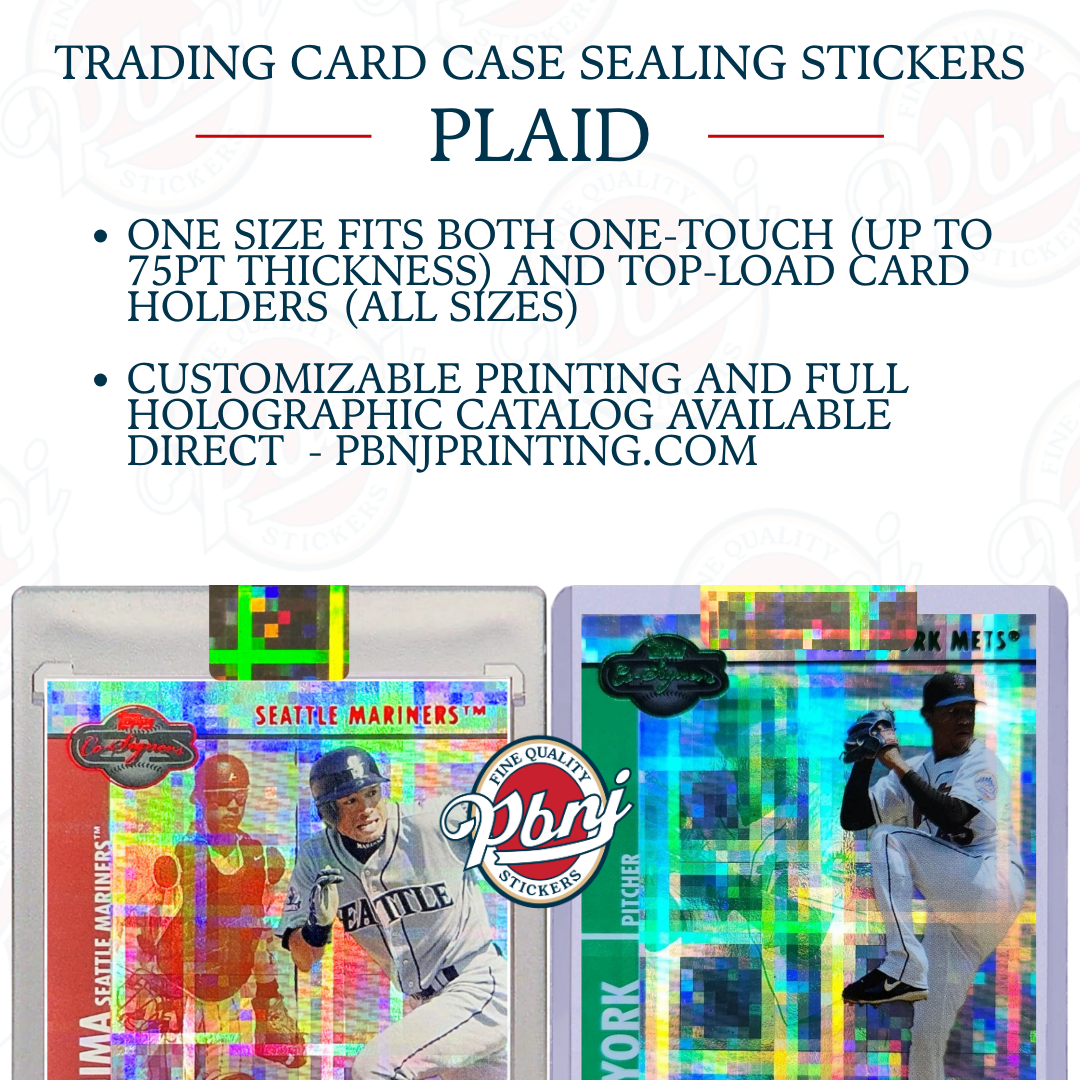 Trading Card Case Sealing Stickers - Plaid