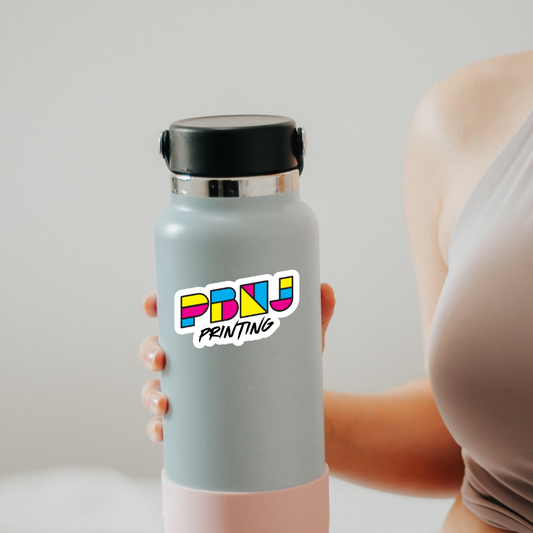 Diecut sticker on water bottle